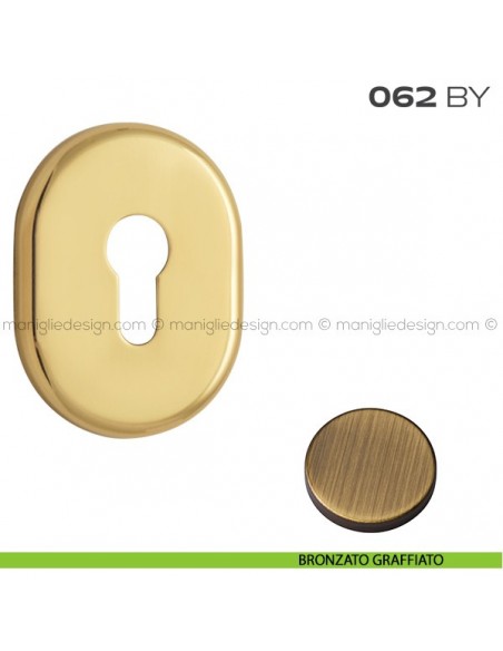 Bocchetta ovale con foro yale 62x82 mm 062BY Reguitti bronzato graffiato