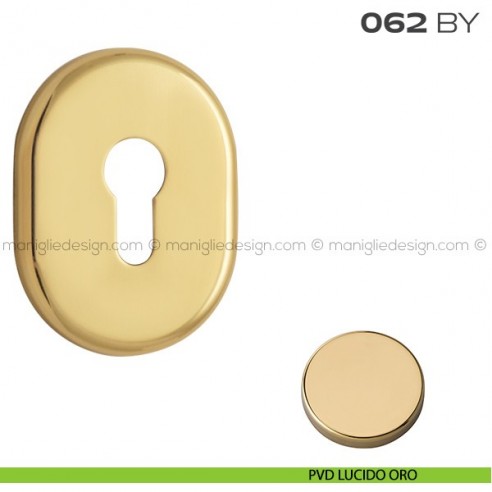Bocchetta ovale con foro yale 62x82 mm 062BY Reguitti PVD lucido oro