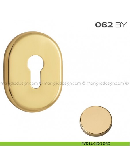 Bocchetta ovale con foro yale 62x82 mm 062BY Reguitti PVD lucido oro