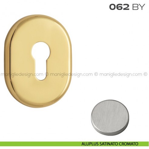 Bocchetta ovale con foro yale 62x82 mm 062BY Reguitti aluplus satinato cromato