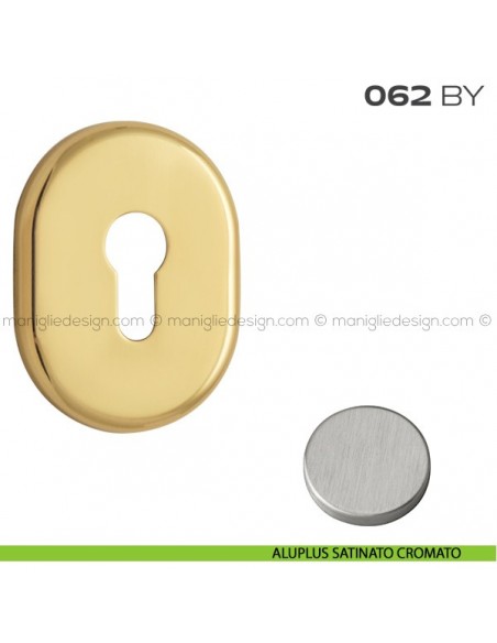 Bocchetta ovale con foro yale 62x82 mm 062BY Reguitti aluplus satinato cromato