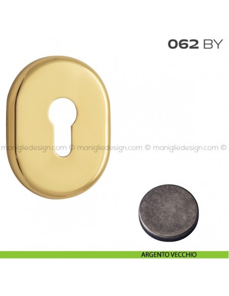 Bocchetta ovale con foro yale 62x82 mm 062BY Reguitti argento vecchio
