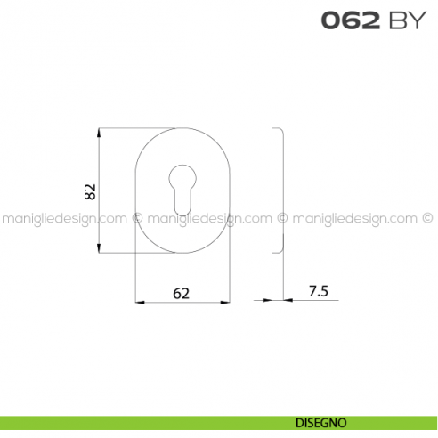 Bocchetta ovale con foro yale 62x82 mm 062BY Reguitti disegno