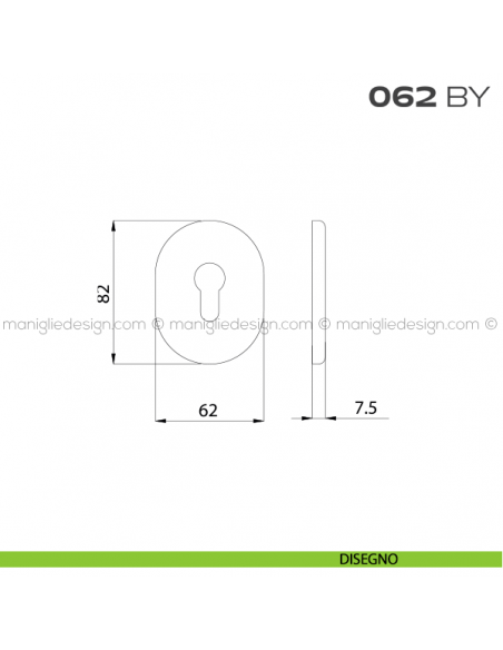 Bocchetta ovale con foro yale 62x82 mm 062BY Reguitti disegno