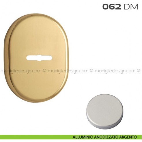 Bocchetta ovale con foro doppia mappa 62x82 mm 062BM Reguitti alluminio anodizzato argento