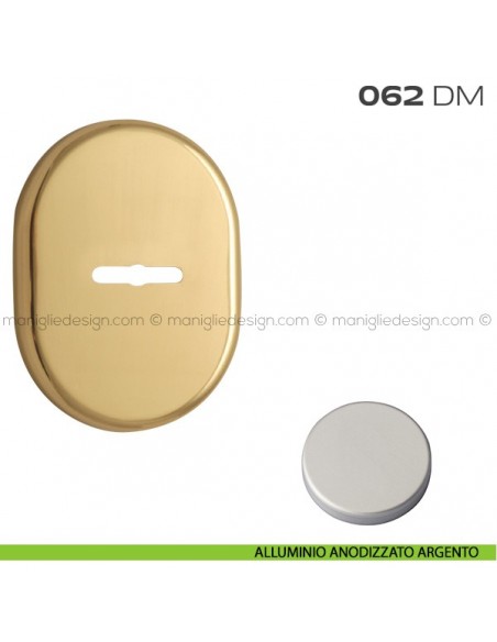 Bocchetta ovale con foro doppia mappa 62x82 mm 062BM Reguitti alluminio anodizzato argento