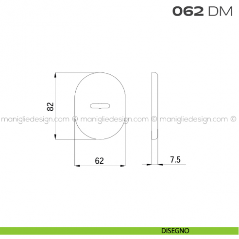 Bocchetta ovale con foro doppia mappa 62x82 mm 062BM Reguitti disegno