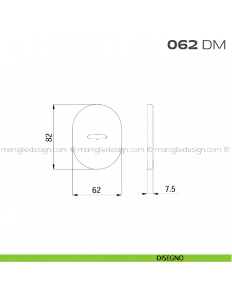 Bocchetta ovale con foro doppia mappa 62x82 mm 062BM Reguitti disegno