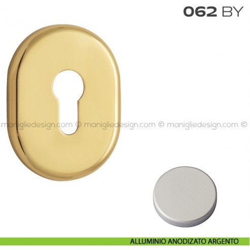 Bocchetta ovale con foro yale 62x82 mm 062BY Reguitti alluminio anodizzato argento