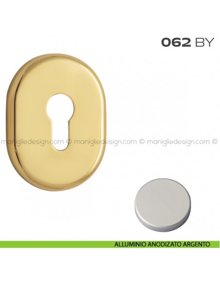 Bocchetta ovale con foro yale 62x82 mm 062BY Reguitti alluminio anodizzato argento