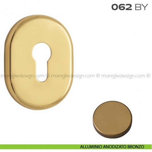 Bocchetta ovale con foro yale 62x82 mm 062BY Reguitti alluminio anodizzato bronzo