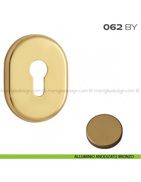 Bocchetta ovale con foro yale 62x82 mm 062BY Reguitti alluminio anodizzato bronzo