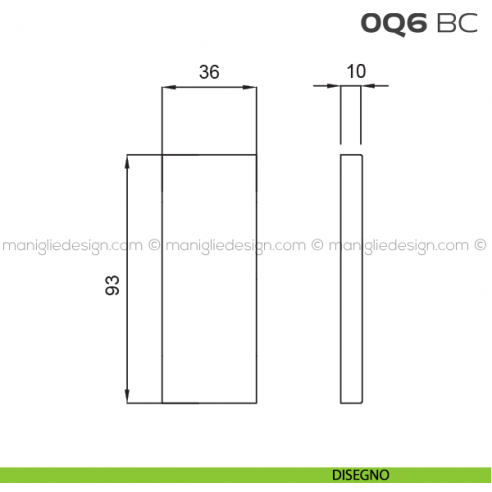 Bocchetta rettangolare cieca 36x93 mm 0Q6BC Reguitti disegno