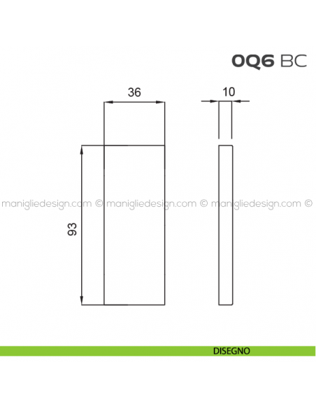Bocchetta rettangolare cieca 36x93 mm 0Q6BC Reguitti disegno