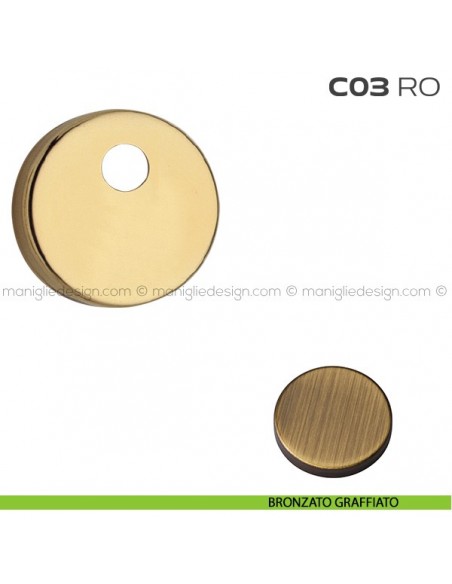 Bocchetta tonda con foro asse per cilindretti con codolo diametro 45 mm C03RO Reguitti bronzato graffiato