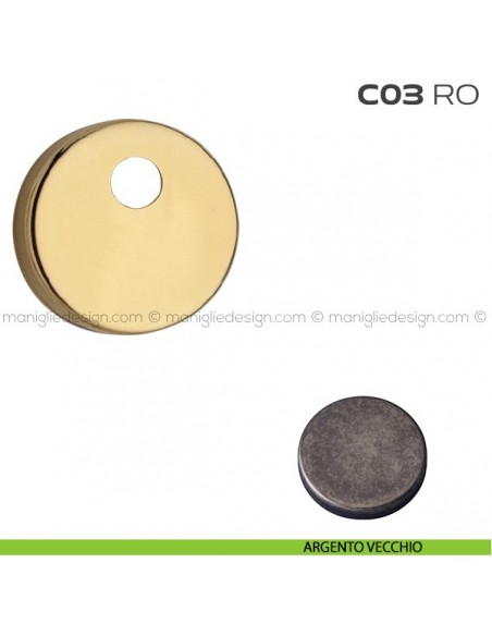 Bocchetta tonda con foro asse per cilindretti con codolo diametro 45 mm C03RO Reguitti argento vecchio