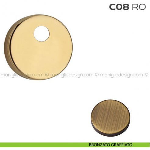 Bocchetta tonda con foro asse per cilindretti con codolo diametro 50 mm C08RO Reguitti bronzato graffiato