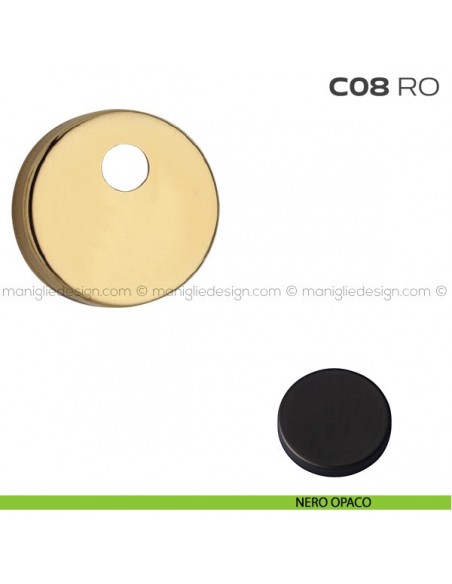 Bocchetta tonda con foro asse per cilindretti con codolo diametro 50 mm C08RO Reguitti nero opaco RAL 9005