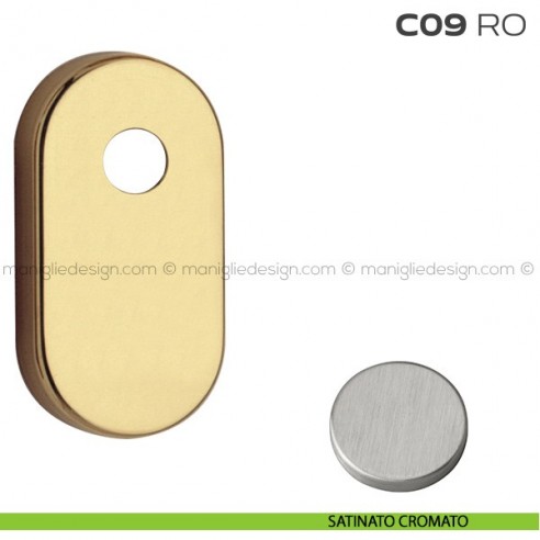 Bocchetta ovale con foro asse per cilindretti con codolo 31x62 mm C09RO Reguitti satinato cromato