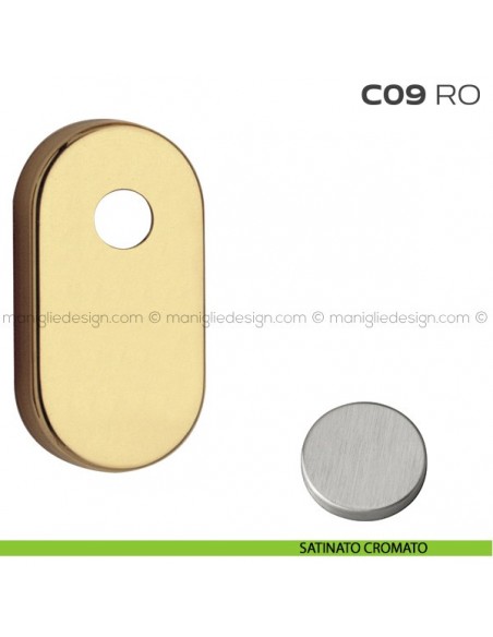 Bocchetta ovale con foro asse per cilindretti con codolo 31x62 mm C09RO Reguitti satinato cromato