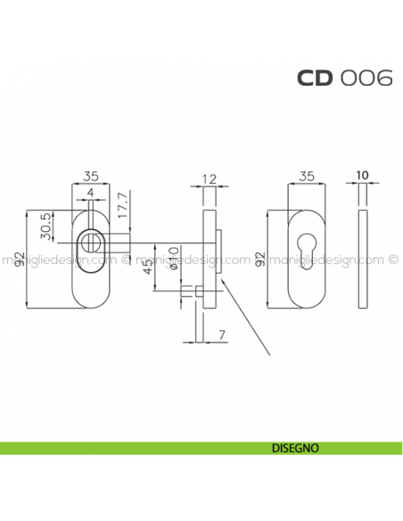 Bocchette di sicurezza ovali 92x35 mm CD006 Reguitti disegno