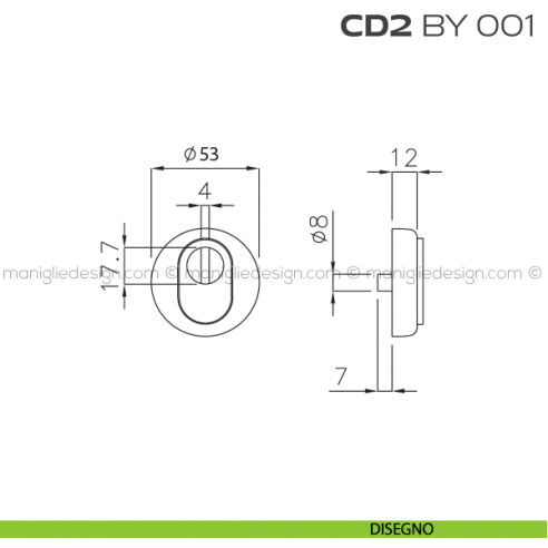 Bocchetta tonda con blocco defender diametro 53 mm CD2BY001 Reguitti disegno