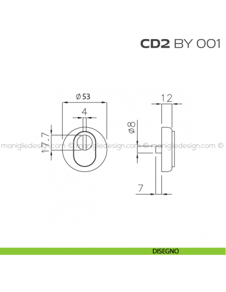 Bocchetta tonda con blocco defender diametro 53 mm CD2BY001 Reguitti disegno