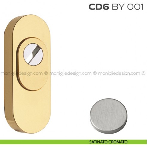 Bocchetta ovale con blocco defender 92x35 mm CD6BY001 Reguitti satinato cromato