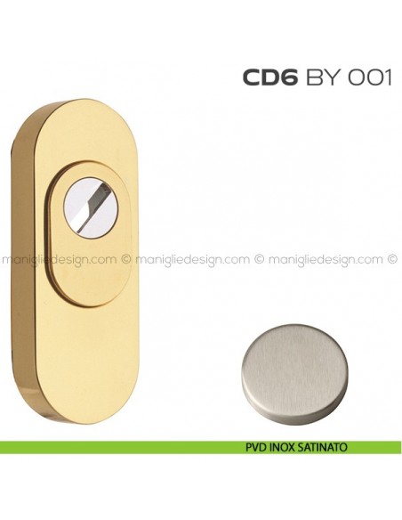 Bocchetta ovale con blocco defender 92x35 mm CD6BY001 Reguitti PVD inox satinato