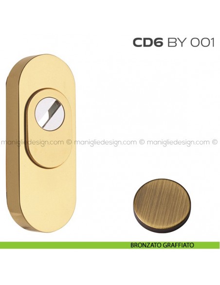 Bocchetta ovale con blocco defender 92x35 mm CD6BY001 Reguitti bronzato graffiato