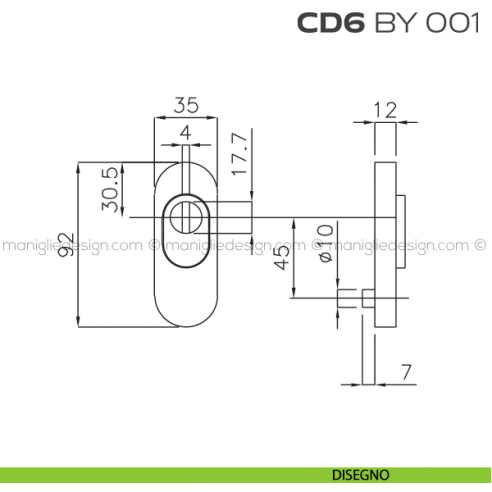 Bocchetta ovale con blocco defender 92x35 mm CD6BY001 Reguitti disegno