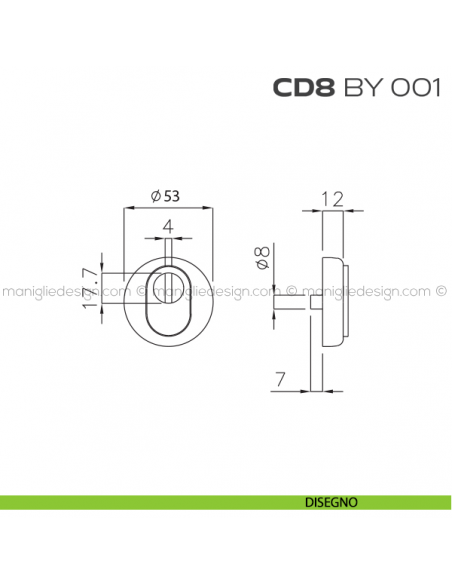 Bocchetta tonda di sicurezza diametro 53 mm CD8BY001 Reguitti disegno