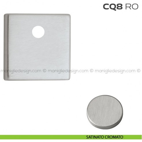 Bocchetta quadrata con foro asse per cilindretti con codolo 50x50 mm CQ8RO Reguitti satinato cromato