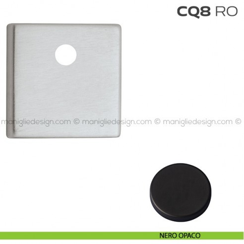 Bocchetta quadrata con foro asse per cilindretti con codolo 50x50 mm CQ8RO Reguitti nero opaco