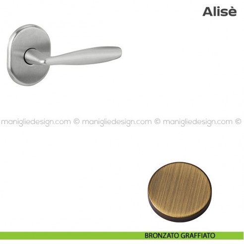 Maniglia per porta d'ingresso con rosetta 62x82 mm 171HM062 Reguitti bronzato graffiato