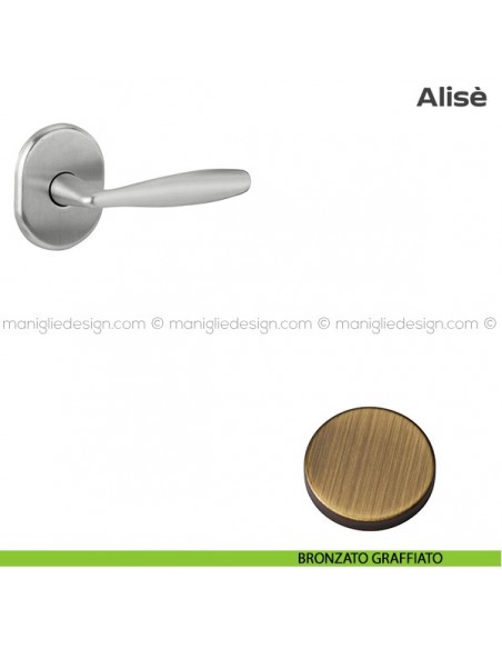 Maniglia per porta d'ingresso con rosetta 62x82 mm 171HM062 Reguitti bronzato graffiato