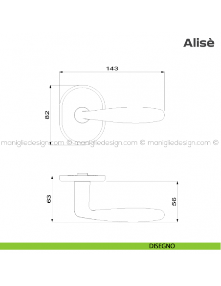 Maniglia per porta d'ingresso con rosetta 62x82 mm 171HM062 Reguitti disegno