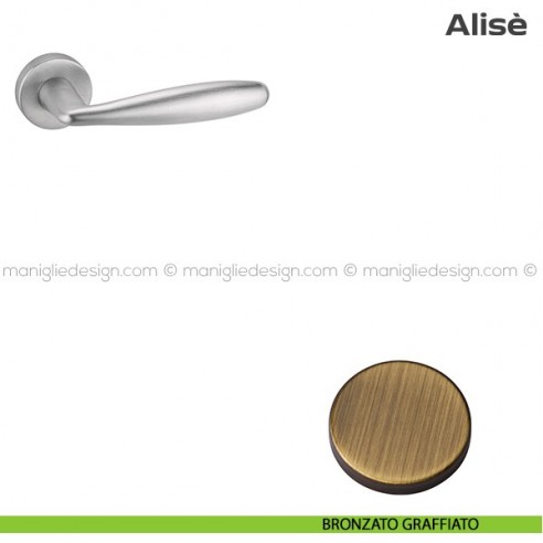 Maniglia per porta blindata con rosetta diametro 45 mm 171HM416 Reguitti bronzato graffiato