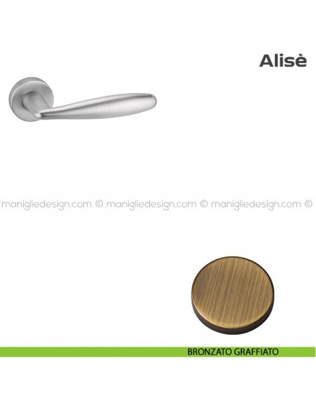 Maniglia per porta blindata con rosetta diametro 45 mm 171HM416 Reguitti bronzato graffiato