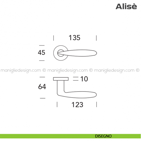 Maniglia per porta blindata con rosetta diametro 45 mm 171HM416 Reguitti disegno