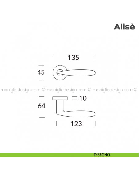 Maniglia per porta blindata con rosetta diametro 45 mm 171HM416 Reguitti disegno