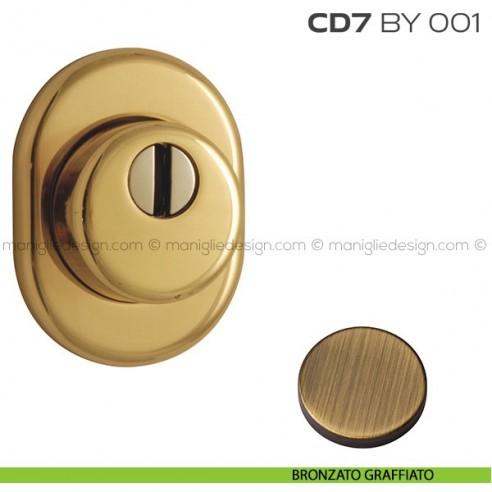 Bocchetta ovale con blocco defender diametro 46 mm CD7BY001 Reguitti bronzato graffiato