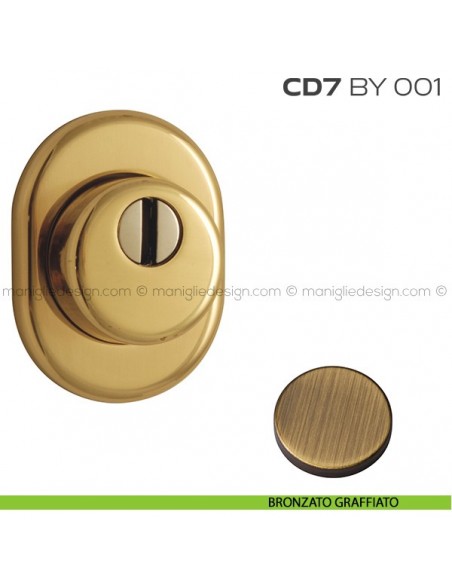 Bocchetta ovale con blocco defender diametro 46 mm CD7BY001 Reguitti bronzato graffiato
