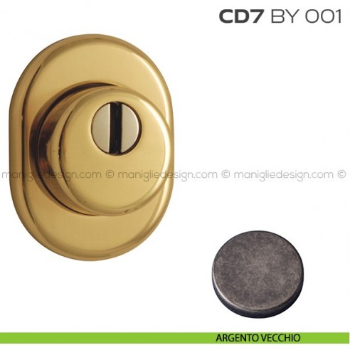 Bocchetta ovale con blocco defender diametro 46 mm CD7BY001 Reguitti argento vecchio
