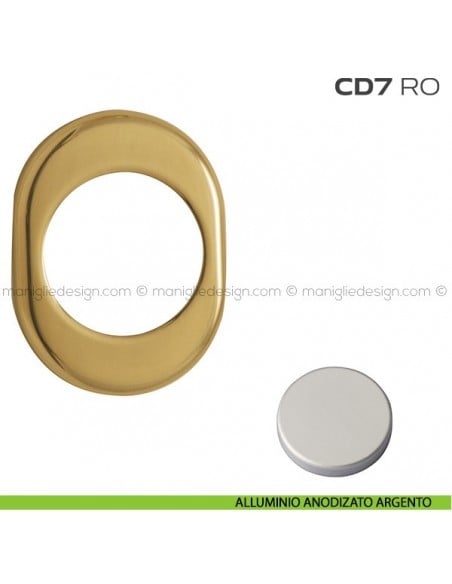 Rosetta ovale per defender con foro diametro 46 mm CD7RO Reguitti alluminio anodizzato argento