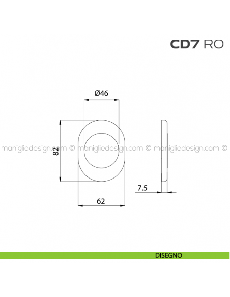 Rosetta ovale per defender con foro diametro 46 mm CD7RO Reguitti disegno