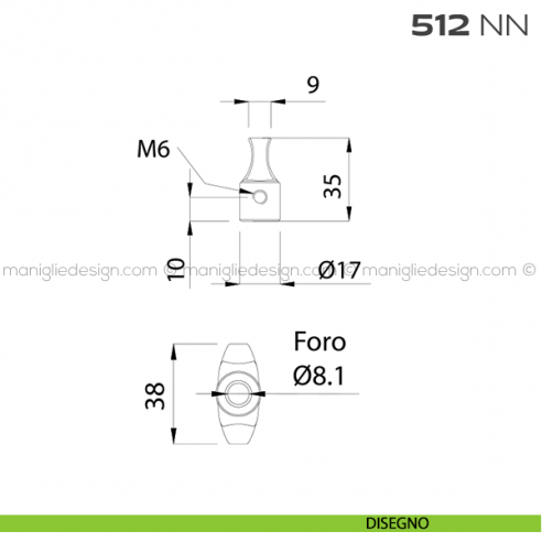 Pomolo per cilindro a farfalla 512NN Reguitti disegno