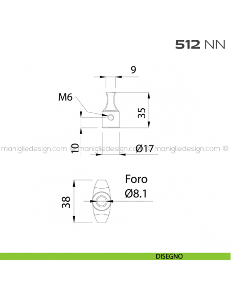 Pomolo per cilindro a farfalla 512NN Reguitti disegno