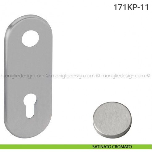 Placca per porta blindata foro yale distanza 85 mm 171KP Reguitti satinato cromato