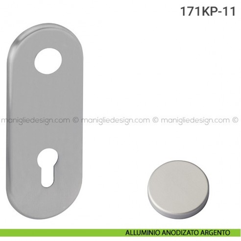 Placca per porta blindata foro yale distanza 85 mm 171KP Reguitti alluminio anodizzato argento